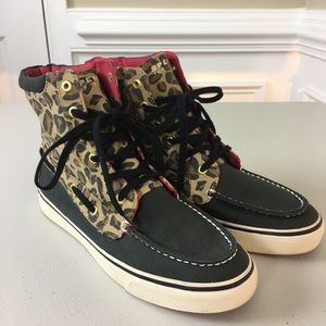 Sperry Top Sider Leopard Canvas High Top Sneakers